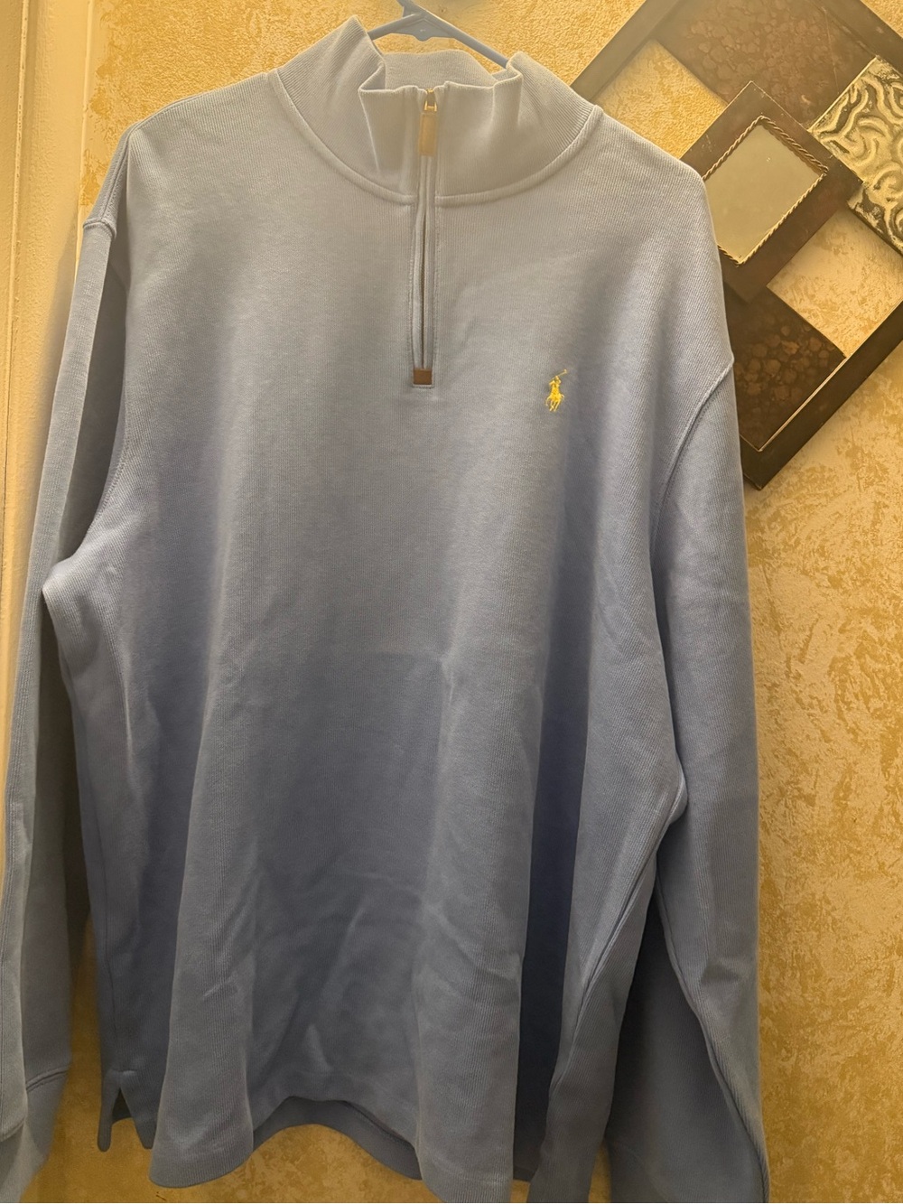 Polo by Ralph Lauren Men’s light Blue & yellow Quarter-Zip Sweater - Picture 2 of 7